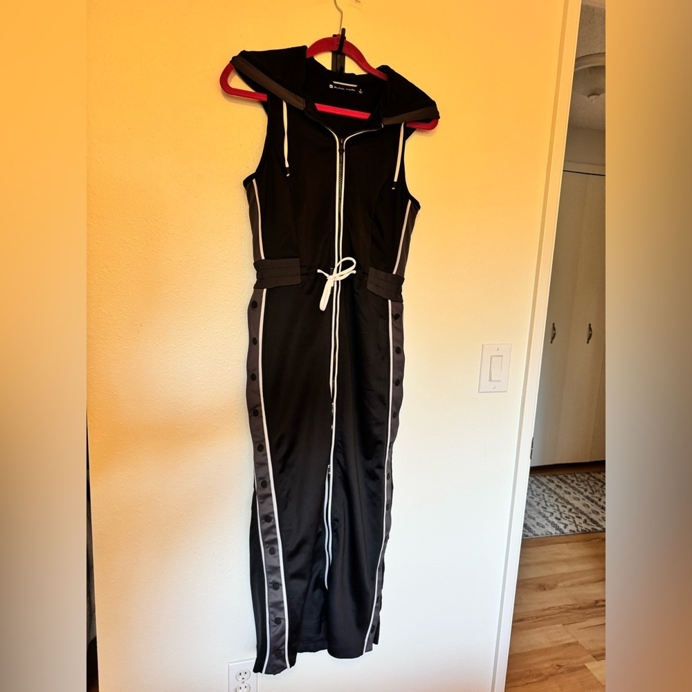 Blanc Noir Vista Track Dress Hood Tear Away Size Small Black White EUC - Picture 3 of 11